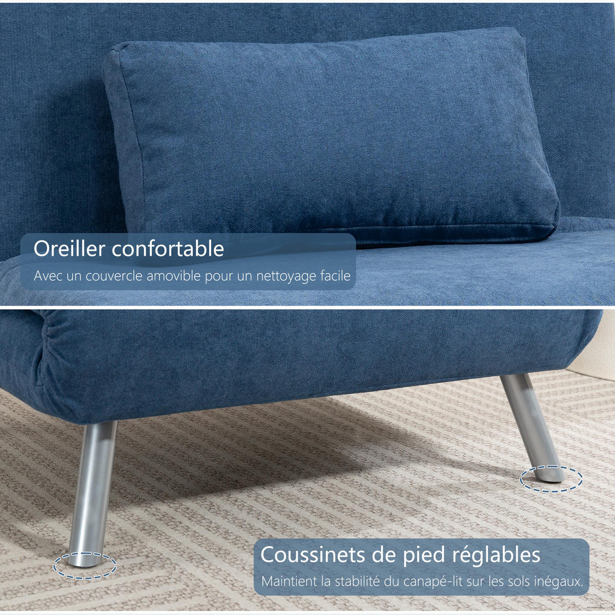 SCHLAFSESSEL 3-in-1 DE-14667 5-stufig verstellbar mit breiter Sitzfläche Blau - Blau, Metall (75/83/80cm) - ComfortXL