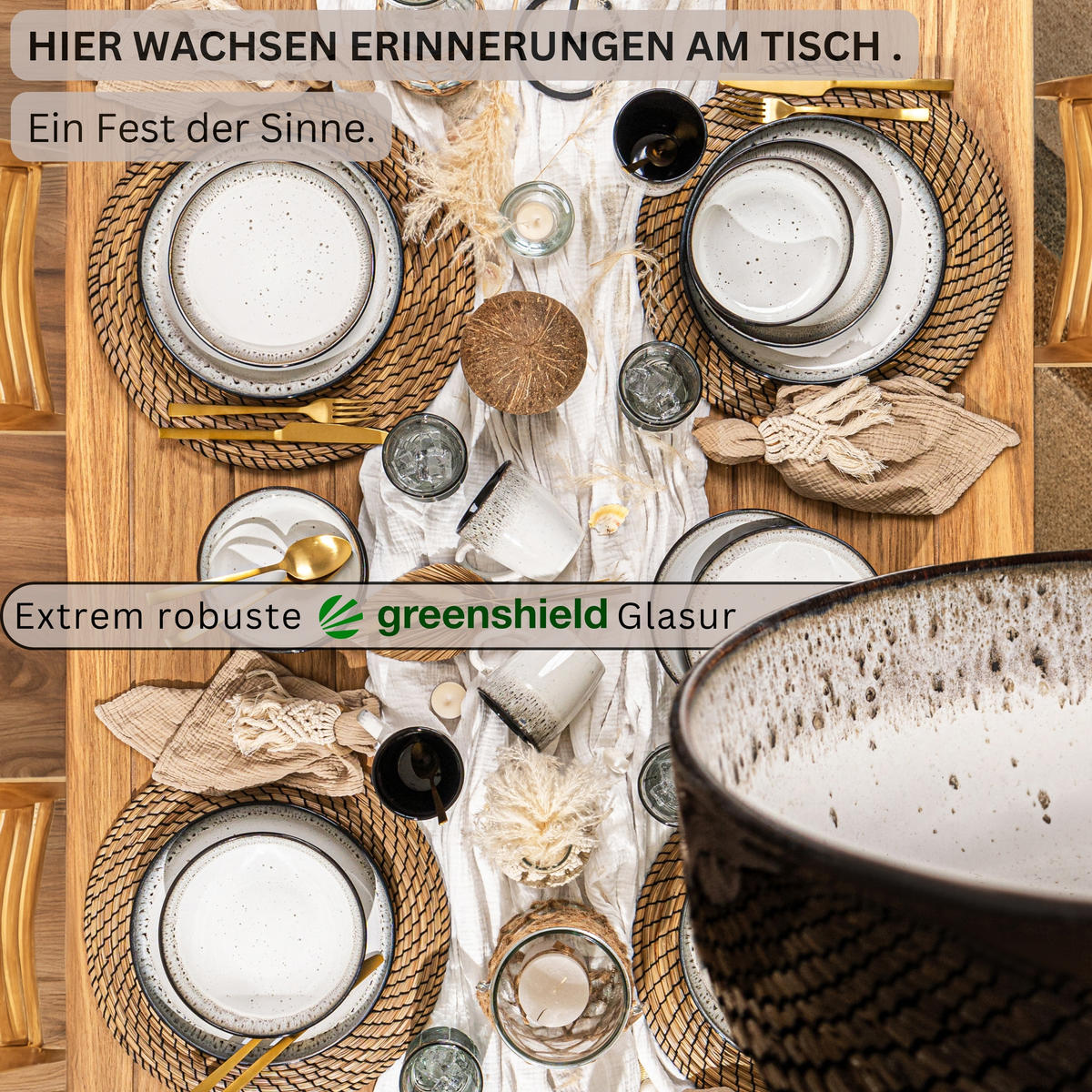 SCHALEN SET SANSIBAR - 6 teilig aus Steingut - Schwarz, Keramik (21cm) - Sänger