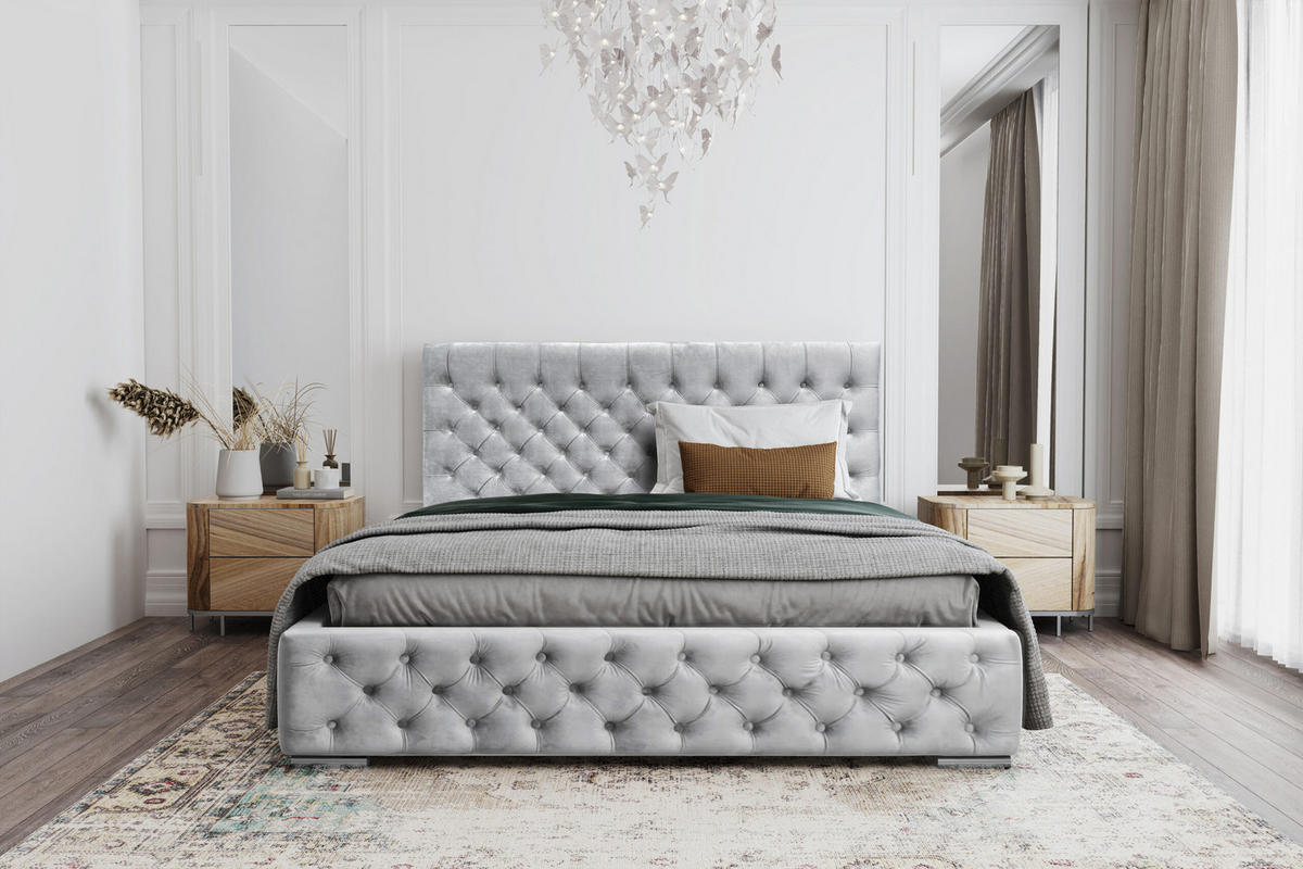 POLSTERBETT Doppelbett Volano Grau 140x200 cm - Grau, Textil (140/200cm) - Meblito