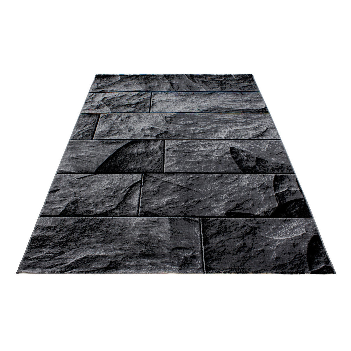 TEPPICH Kurzflor DRAU in Schwarz, in Steinoptik, 140 x 200 cm - Schwarz, Textil (140/200cm) - KADIMA DESIGN