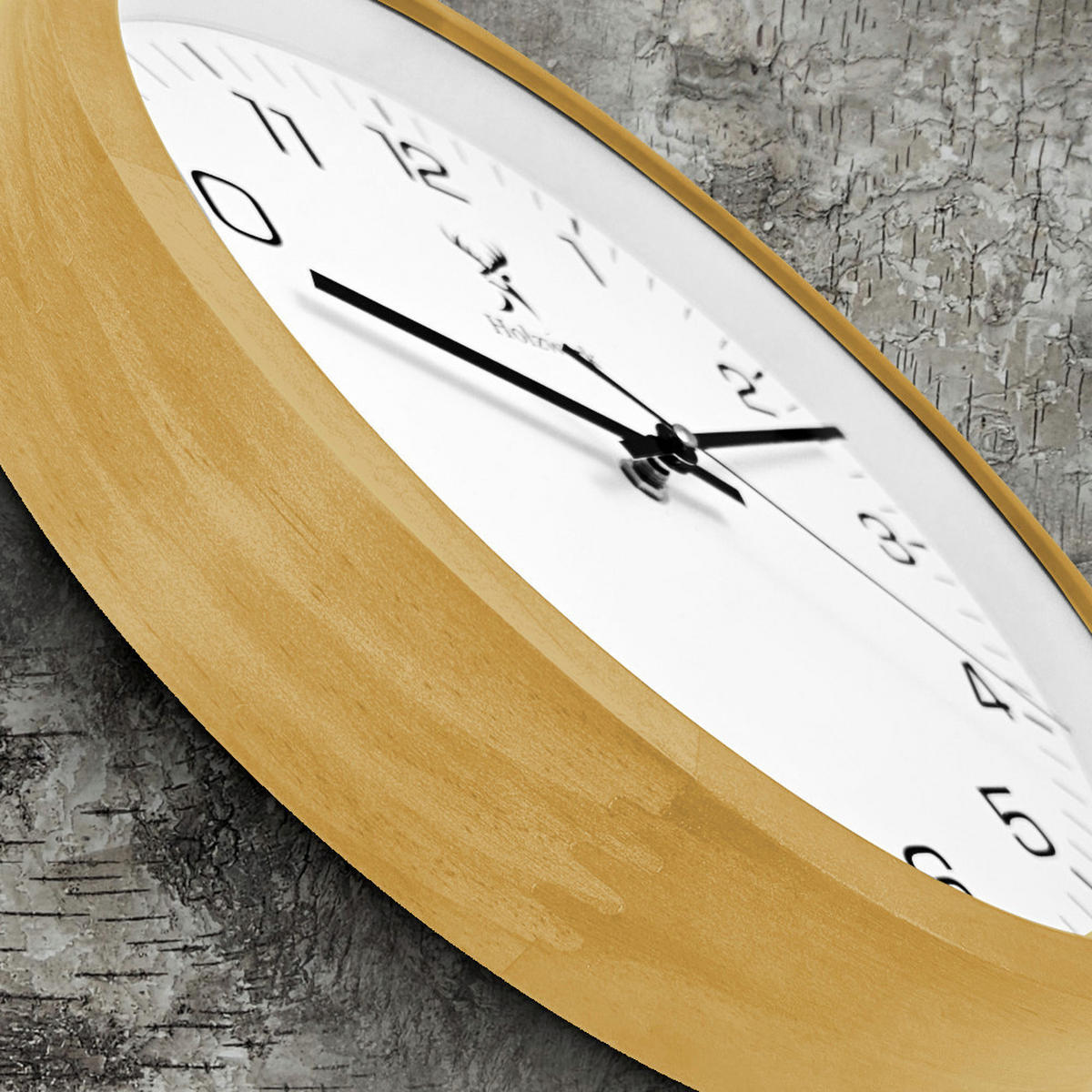 WANDUHR Holz Designer WOLFSBURG Loft Wand Uhr, beige, weiß - Beige/Schwarz, Glas/Holz (30/30/4.2cm) - Holzwerk