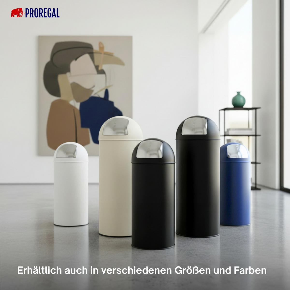 MÜLLEIMER 38 Liter mit Push Klappe Matt Schwarz - Schwarz, Metall (35.5/74/35.5cm) - PROREGAL
