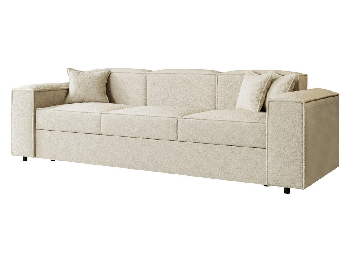 SCHLAFSOFA Santos Boucle - Schwarz/Naturfarben, Holzwerkstoff/Kunststoff (252/79/88cm) - MIRJAN24