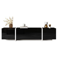 TV-LOWBOARD aus Holzwerkstoff 170x30x39 cm Schwarz/Weiß mit 3 Türen, 1 Schublade, Klappe und Kabeldurchlass - Schwarz, Holzwerkstoff (170/39/30cm) - Modfu