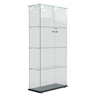 GLASVITRINE LED mit 2 Türen, 4 Regalen, Schloss, Schwarz für Wohnzimmer - Schwarz, Holz (35/163/78.5cm)