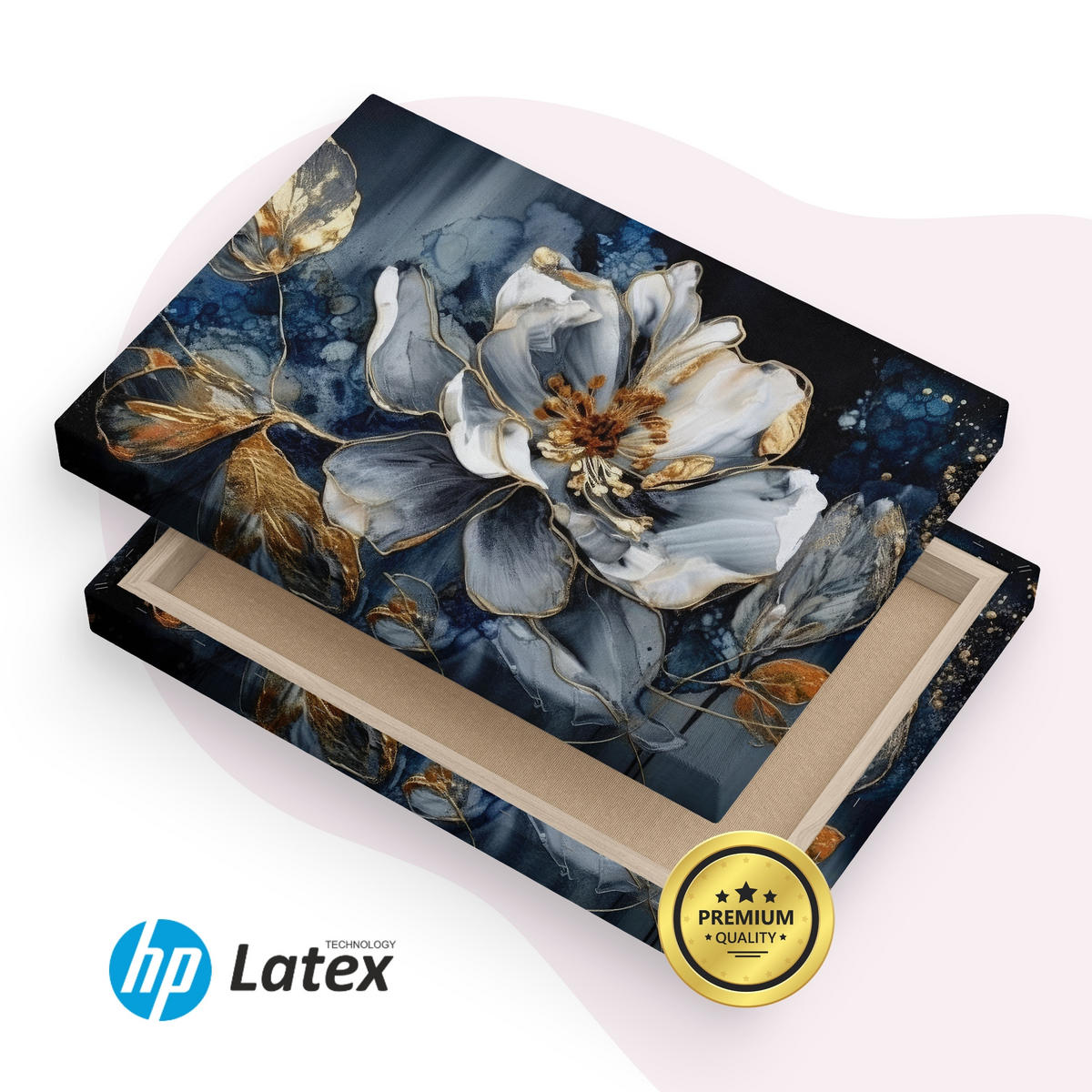 LEINWANDBILD Abstrakt BLUMEN Pflanzen 100x70cm - Blau/Schwarz, Textil (100/70cm) - Muralo