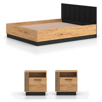 SCHLAFZIMMER-SET 3-teilig Urso Gold Craft Eiche / Schwarz - Schwarz/Braun, Holz/Holzwerkstoff (160/200cm) - Feldmann-Wohnen