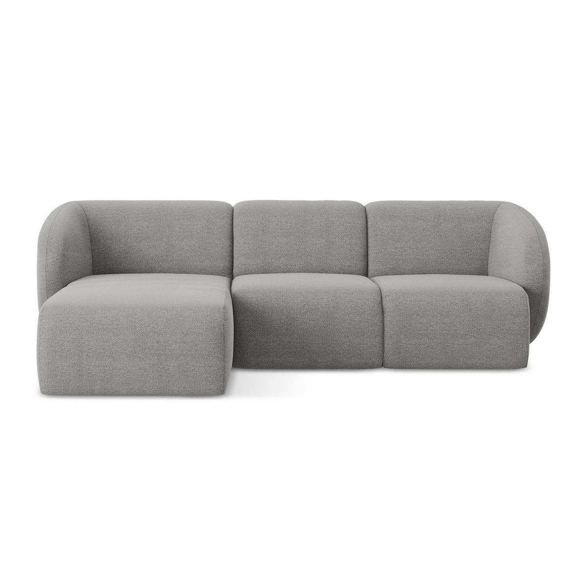 ECKSOFA Links Bouclé Stoff Grau - Hellgrau/Schwarz, Holzwerkstoff/Kunststoff (248/166cm) - LaMiaSofa