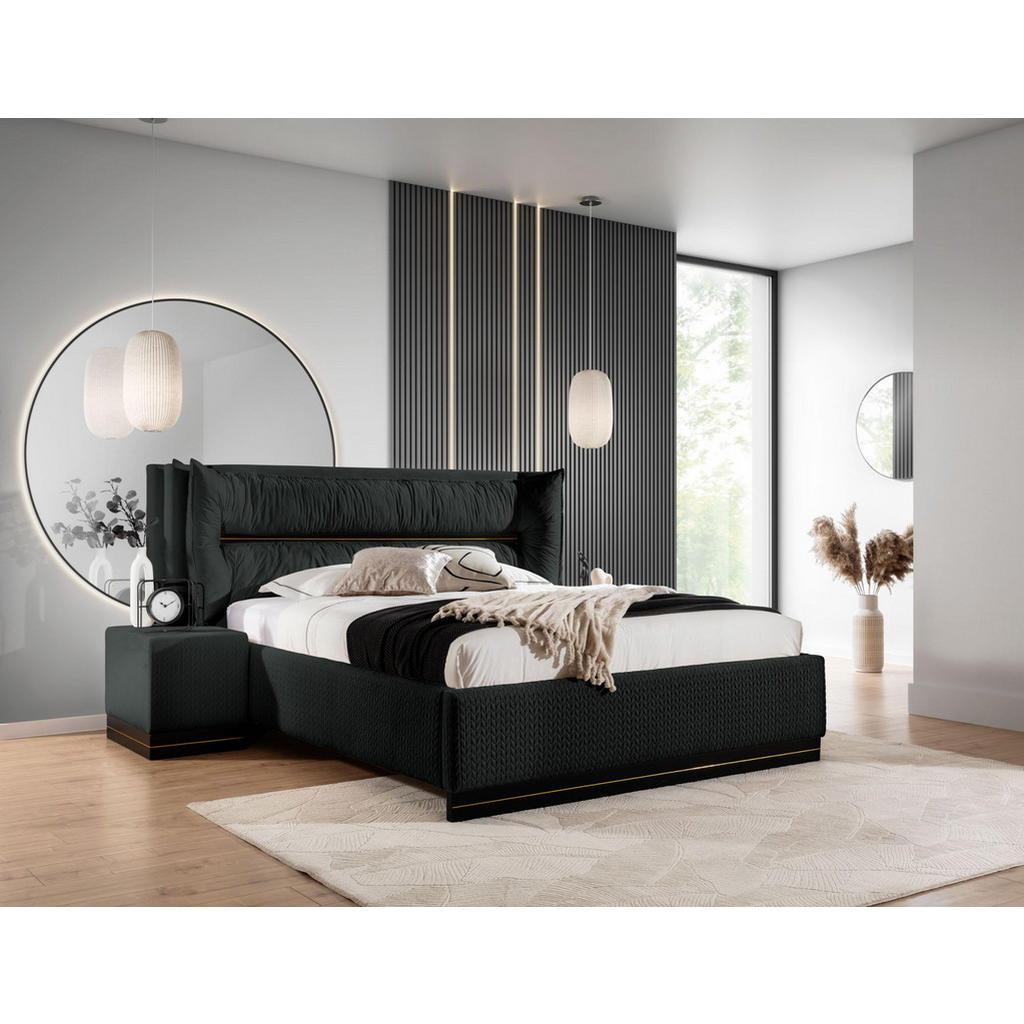 Thumbnail - Fun Möbel Polsterbett, Schwarz, Textil, 140x200 cm, Schlafzimmer, Betten, Polsterbetten