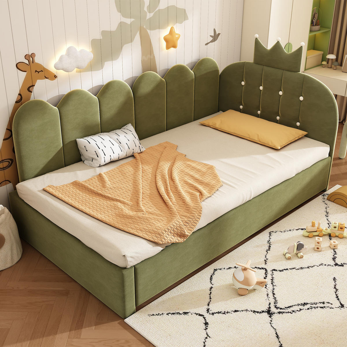 SCHLAFSOFA 90/200 cm & 90/190 cm in Grün Samt mit Ausziehbett - Grün, Holzwerkstoff/Textil (90/200cm) - WISHDOR