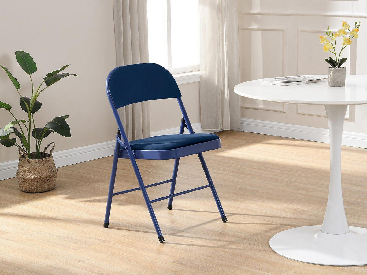 KLAPPSTUHL 6er-Set - Samt & Metall - Blau - ORTENSIA - Blau, Textil (46/79/49cm) - Vente-Unique