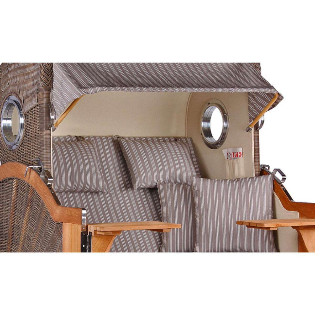 STRANDKORB Baltikum Teak 2,5 Sitzer - Braun/Grau, Holz/Metall (142/170/95cm) - Mr. Deko