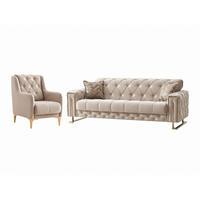 SITZGARNITUR Shimla, Beige Stellvariante 3+1 - Beige, Holzwerkstoff/Metall (220/80/100cm)