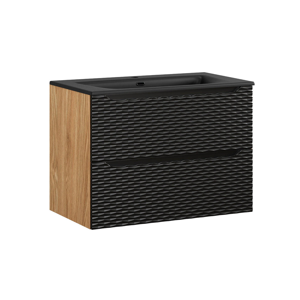 WASCHTISCH 80cm Elora Schwarz und Holz - Schwarz, Holzwerkstoff (80/57/46cm) - Petits-meubles