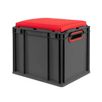 EUROBOX NextGen Seat Box Rot, HxBxT 36,5x30x40cm, 30 Liter, Griffe offen, Schwarz - Schwarz, Kunststoff (30/36.5/40cm) - PROREGAL