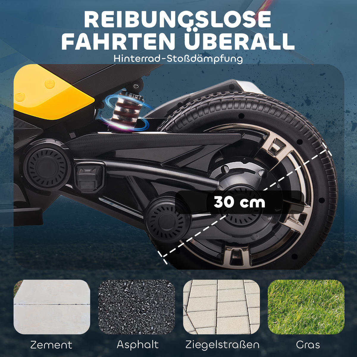 KINDER-ELEKTROQUAD 12V Kinderquad mit 3 Rädern, 2 Geschwindigkeiten, Gelb - Gelb, Kunststoff (113/74/63cm) - AIYAPLAY