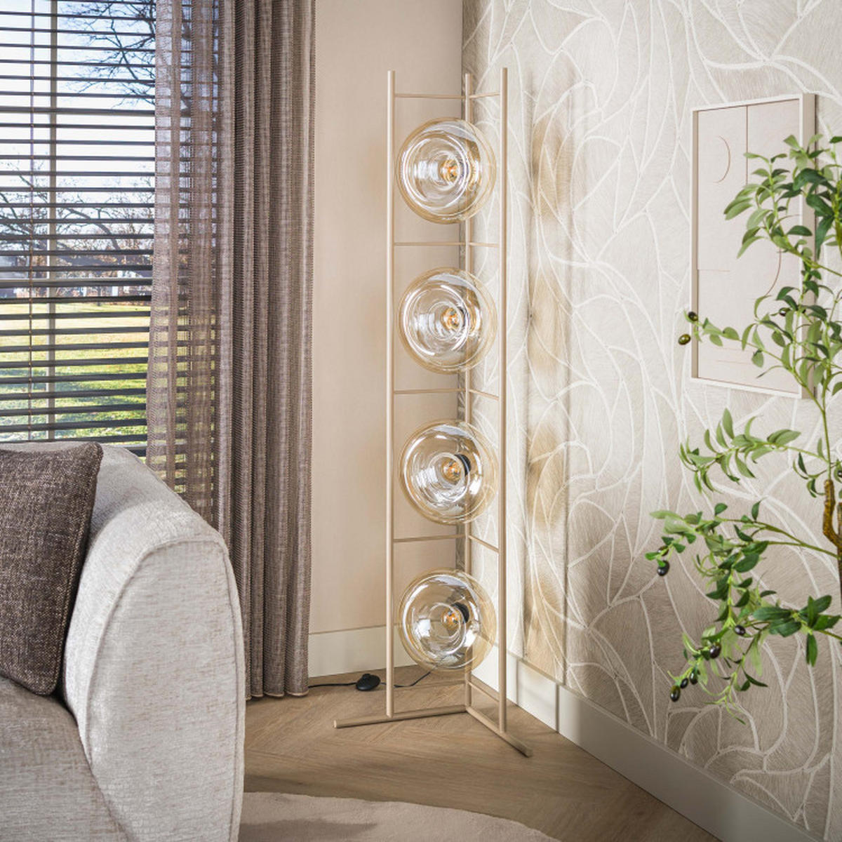 STEHLEUCHTE Halo Beige 20/33/168 cm - Beige, Textil (20/33/168cm) - Hoyz Collection