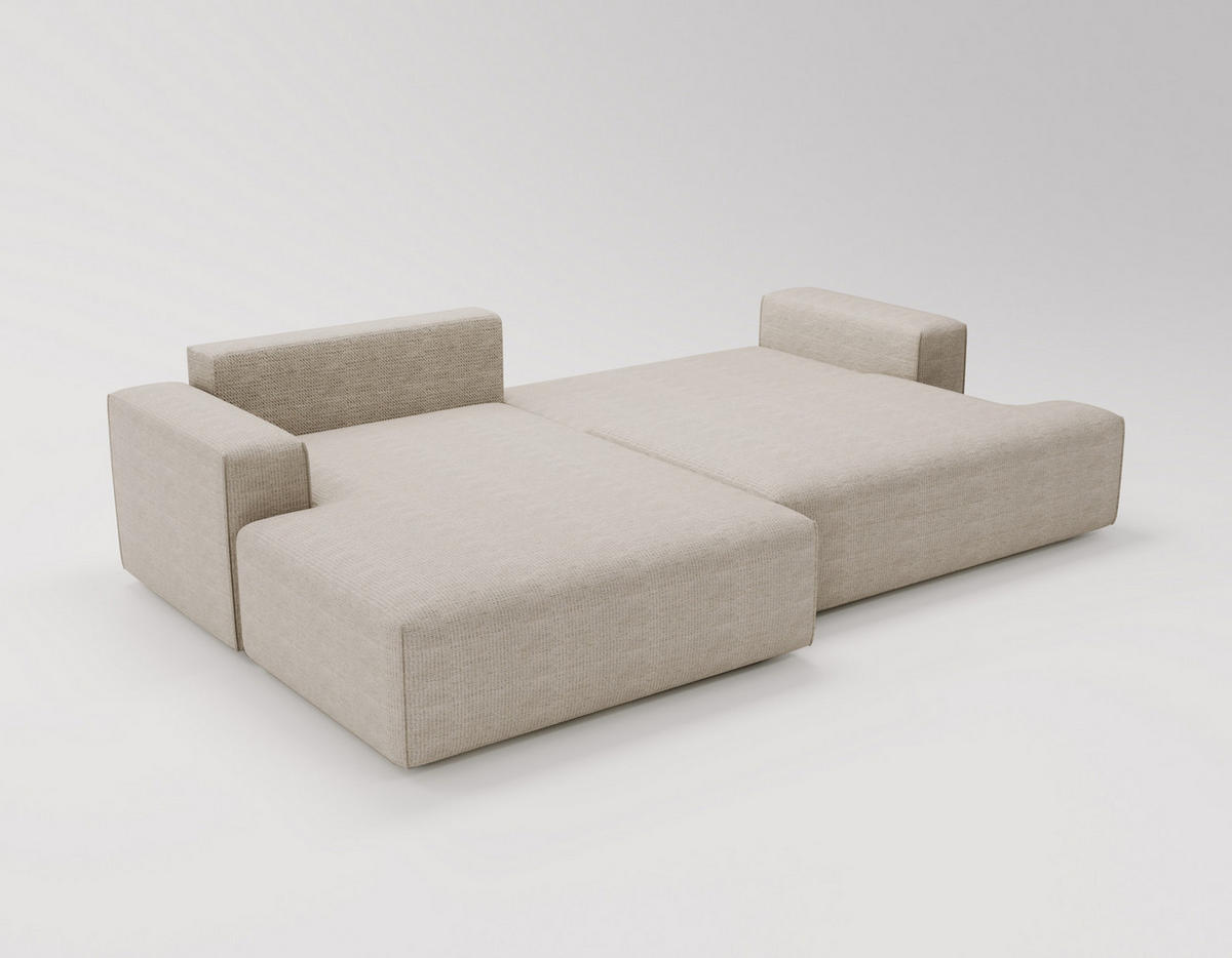 ECKSOFA L-Form 270 cm Boston mit Bettkasten, Schlaffunktion, Links, Beige - Beige, Holz (165/270cm) - Emporius