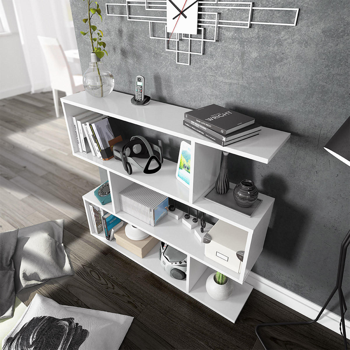 REGAL mit 3 Ebenen L110 cm - Athena - Weiß, Holzwerkstoff (24/97/110cm) - Calicosy