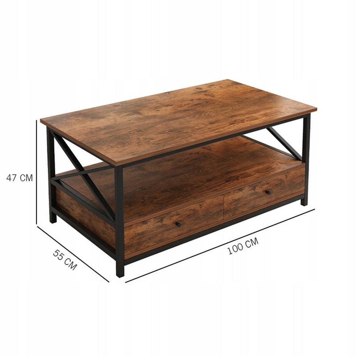 COUCHTISCH, braun 100/55/47 cm - Braun, Holzwerkstoff (61/110/11cm)