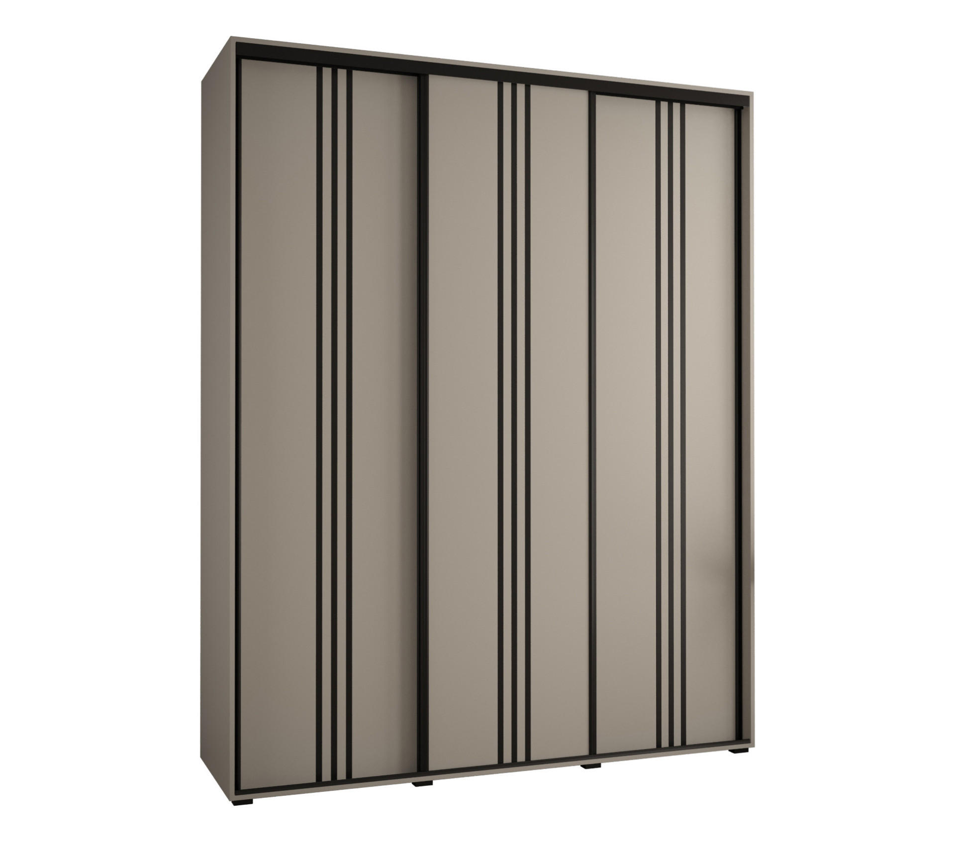 SCHWEBETÜRENSCHRANK 235,2/200/60 3-türig - Kaschmir/Schwarz, Holz/Metall (200/235.2/60cm) - MÖBEL KRYSPOL