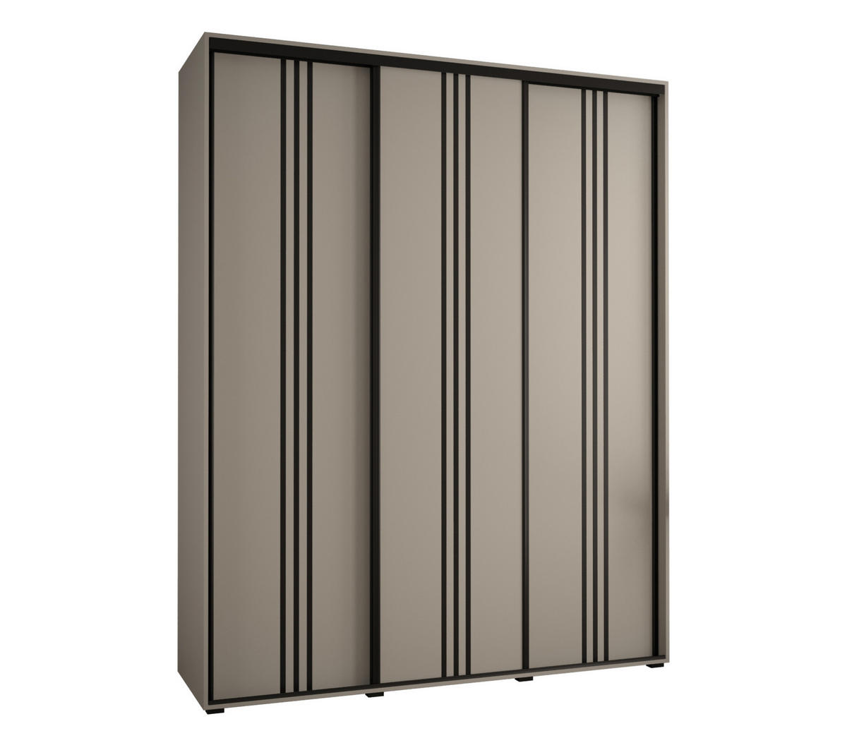 SCHWEBETÜRENSCHRANK 235,2/200/60 3-türig - Kaschmir/Schwarz, Holz/Metall (200/235.2/60cm) - MÖBEL KRYSPOL