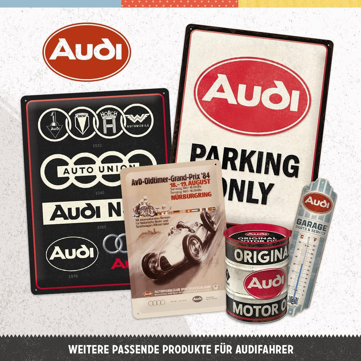 BLECHSCHILD 30/40 cm Audi Garage - Multicolor, Metall (30/40/0.2cm) - Nostalgic-Art