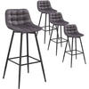BARHOCKER 4er Set, Fußstütze, Samt, Dunkelgrau - Dunkelgrau/Schwarz, Textil/Metall (43/88/35.5cm) - Woltu