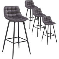 BARHOCKER 4er Set, Fußstütze, Samt, Dunkelgrau - Dunkelgrau/Schwarz, Textil/Metall (43/88/35.5cm) - Woltu