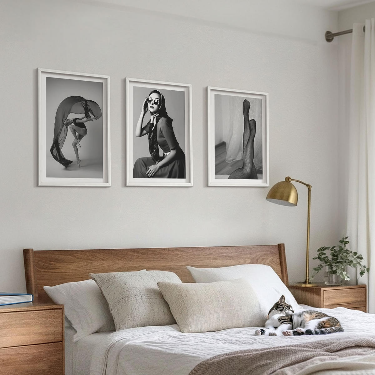 WANDBILDER 3er-Set - 40x60 cm Weißer Rahmen - Schwarz-Weiß-Porträts von Frauen - Weiß, Kunststoff (40/60cm) - ArtPrintCave