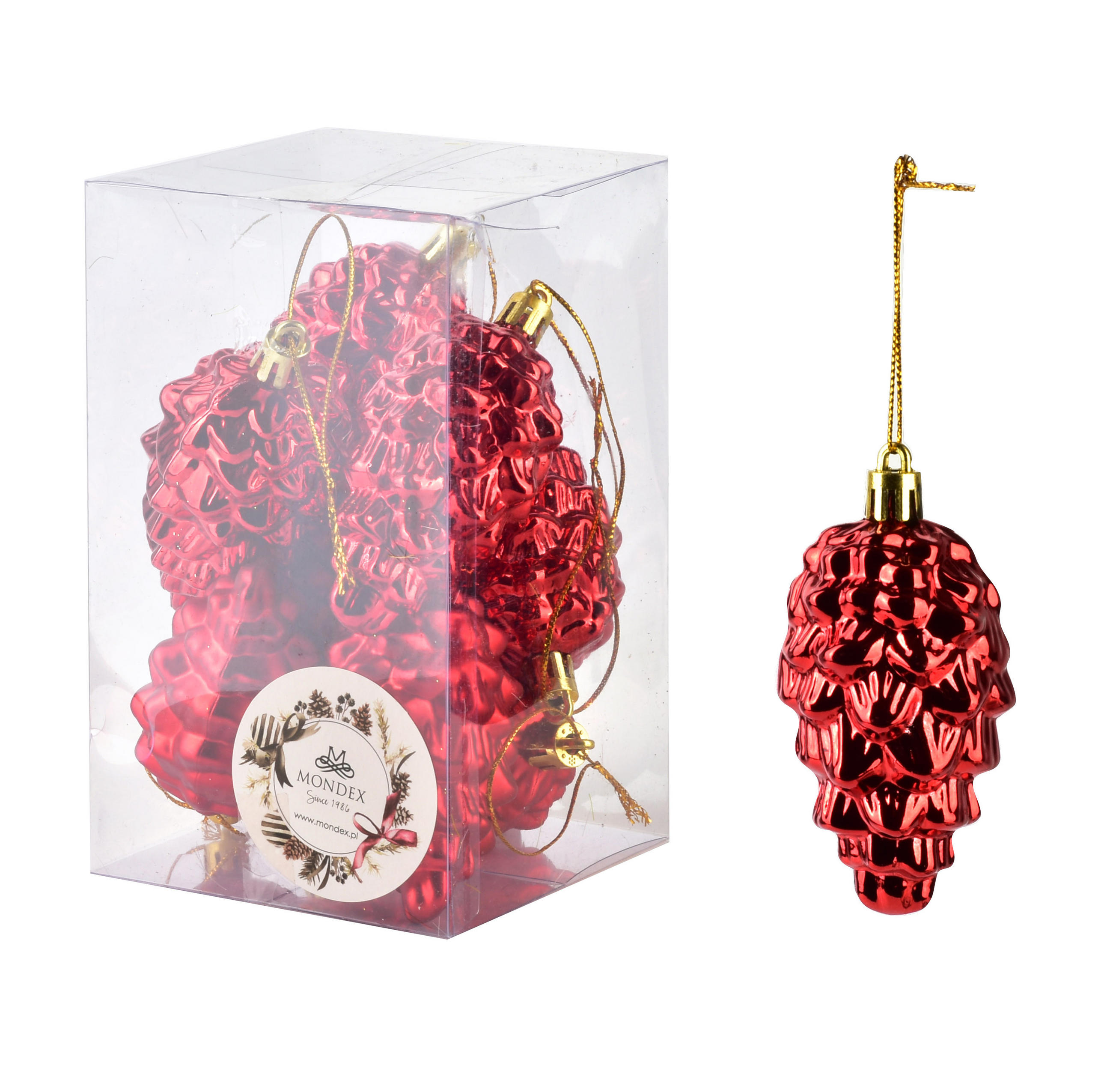 CHRISTBAUMKUGEL-SET Santa Lila Rot 8/4/8 cm Kunstoff - Rot, Kunststoff (4/8/8cm) - Mondex