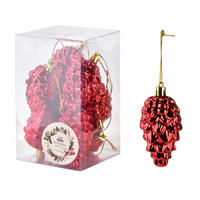 CHRISTBAUMKUGEL-SET Santa Lila Rot 8/4/8 cm Kunstoff - Rot, Kunststoff (4/8/8cm) - Mondex