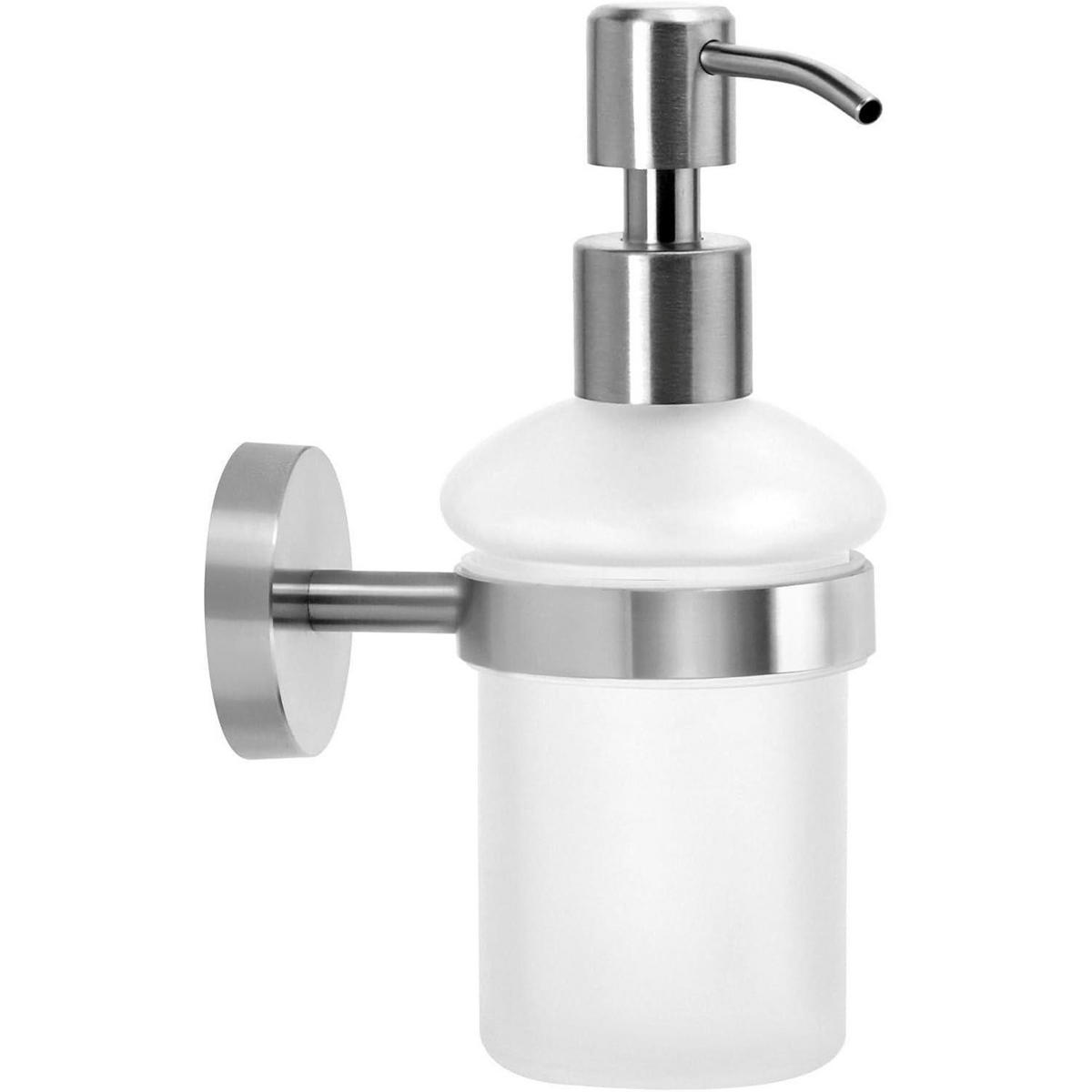 SEIFENSPENDER zur Wandmontage Satiniertes Glas Edelstahl 304 Silber 200 ml - Hellgrün, Metall (6.7/10/16cm)