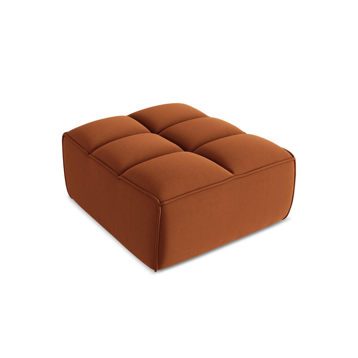 POUF Samt Stoff Orange - Terracotta/Schwarz, Kunststoff/Textil (80/43/93cm) - LaMiaSofa