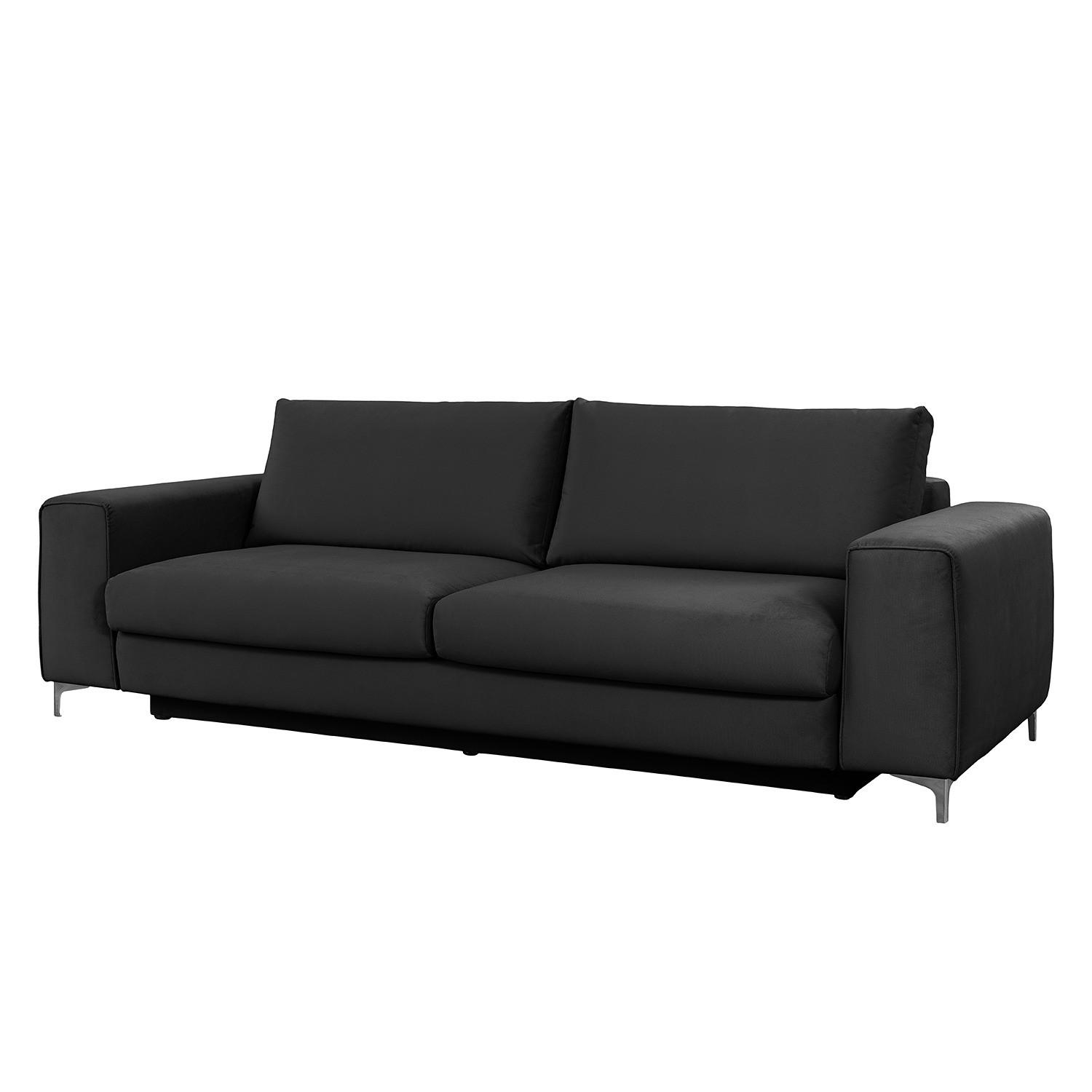 SCHLAFSOFA - Samt - Anthrazit/Silberfarben, Textil/Metall (265/91/105cm) - home24