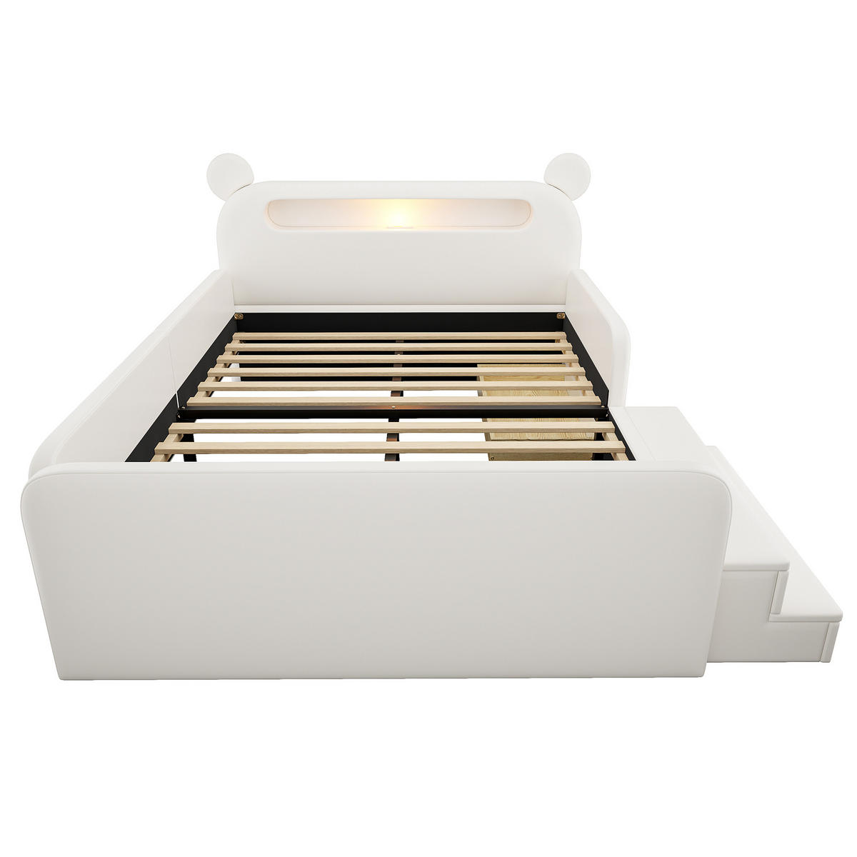 KINDERBETT 140/200 cm DE-32672 mit Bären-Kopfteil Weiß - Weiß, Holzwerkstoff (140/200cm) - ComfortXL