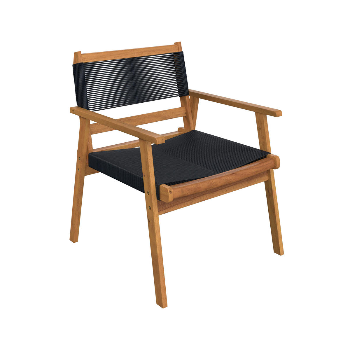 LOUNGEGARNITUR Enrica Schwarz/Akazie Rope - Schwarz, Holz - Bessagi Garden