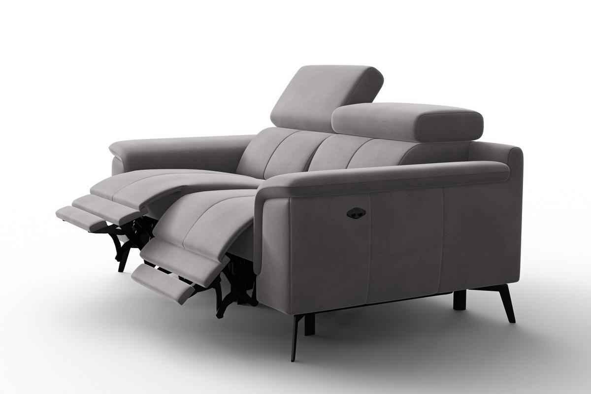 SOFA RELAX FIERO 2-Sitzer, Dunkelgrauer Veloursstoff - Dunkelgrau/Schwarz, Holz/Textil (170/82/103cm) - Courtois Laville