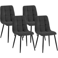 STUHL 4 Cord Grau - Schwarz/Grau, Textil/Metall (45/84/55cm) - CLP