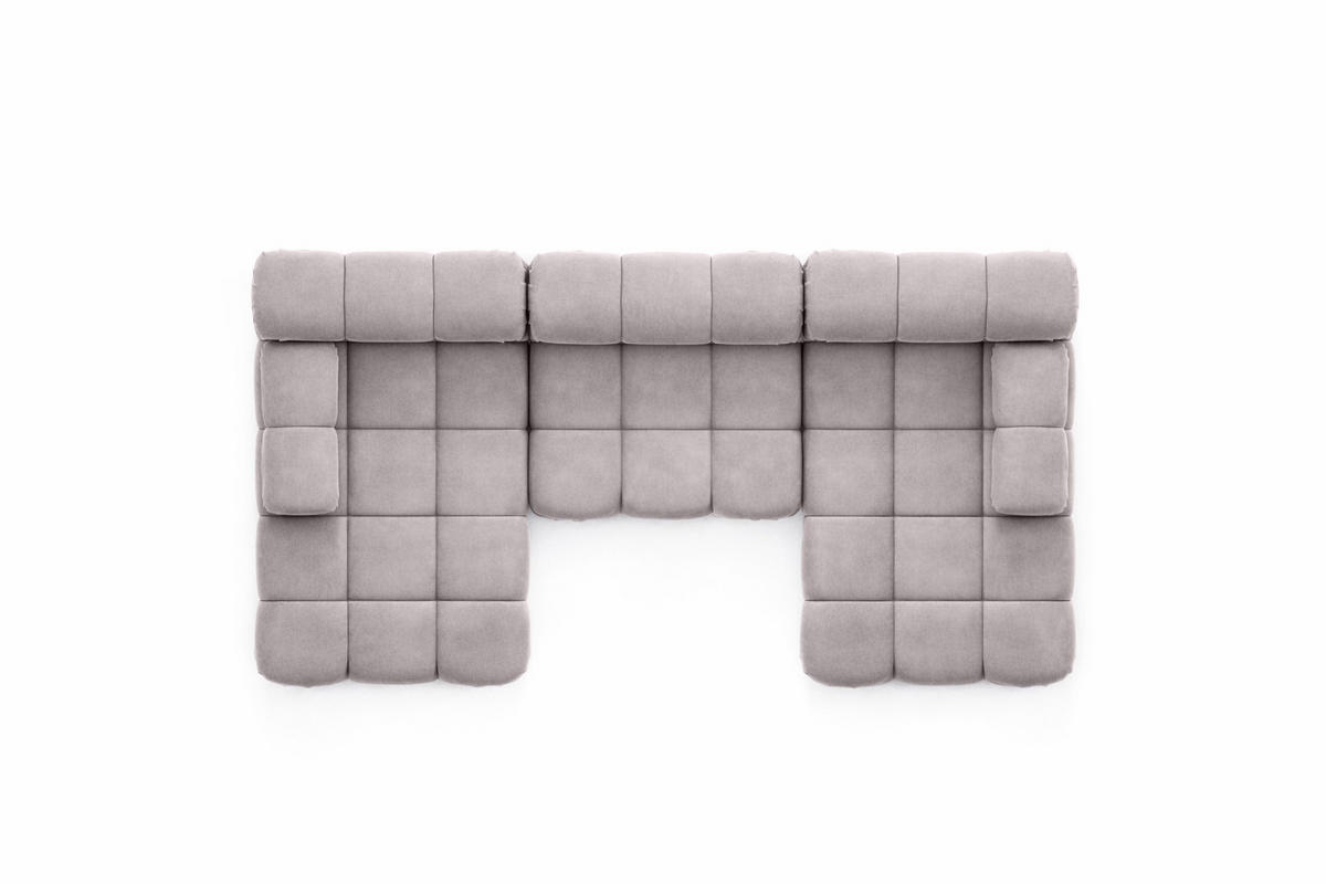 ECKSOFA U-Form, Stoff Velours Salvador, Grau, Selia U - Grau, Holz (285/70/160cm) - Kaiser Möbel