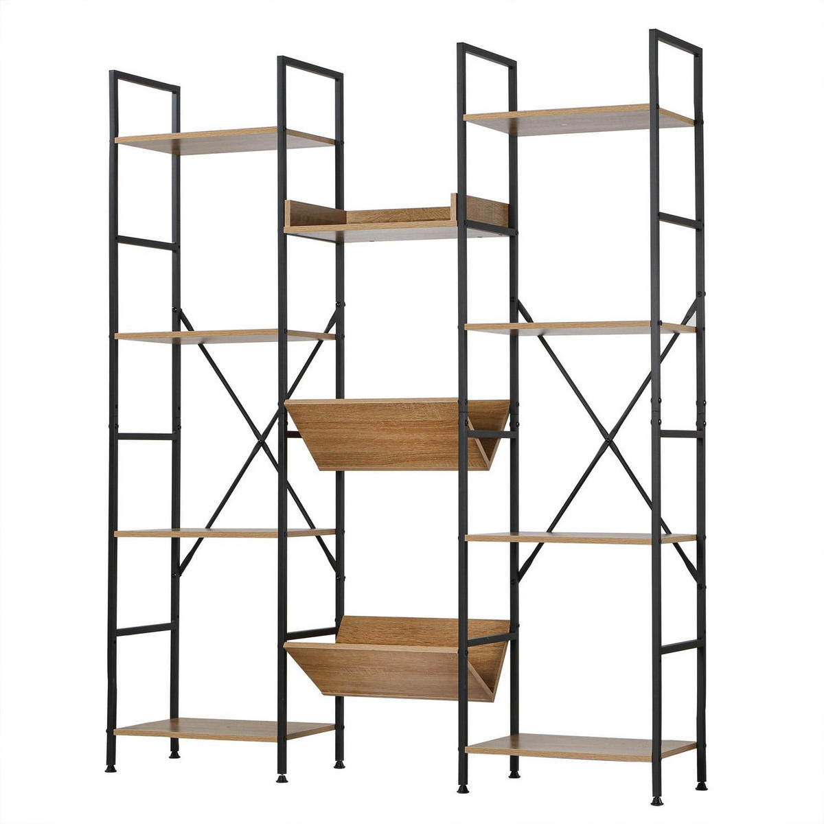 REGAL 11 Ebenen Industrial-Stil - L125 x H150 cm - Apfelbaumfarben, Holzwerkstoff (27/150/125cm) - Calicosy