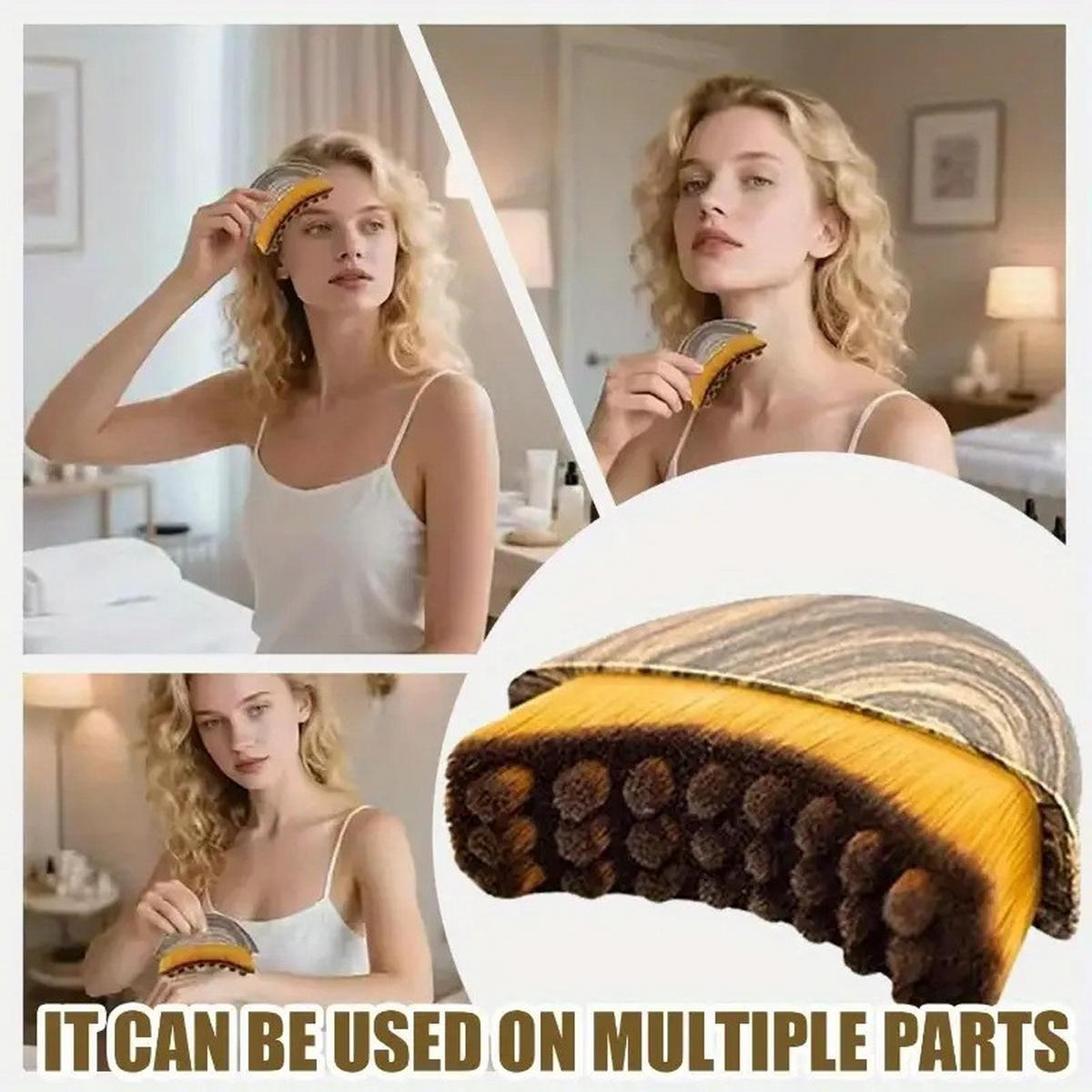 GESICHTSBÜRSTE für Lymphdrainage und Konturpflege,2 Stück - Braun, Textil (6/2/7cm) - Kaket