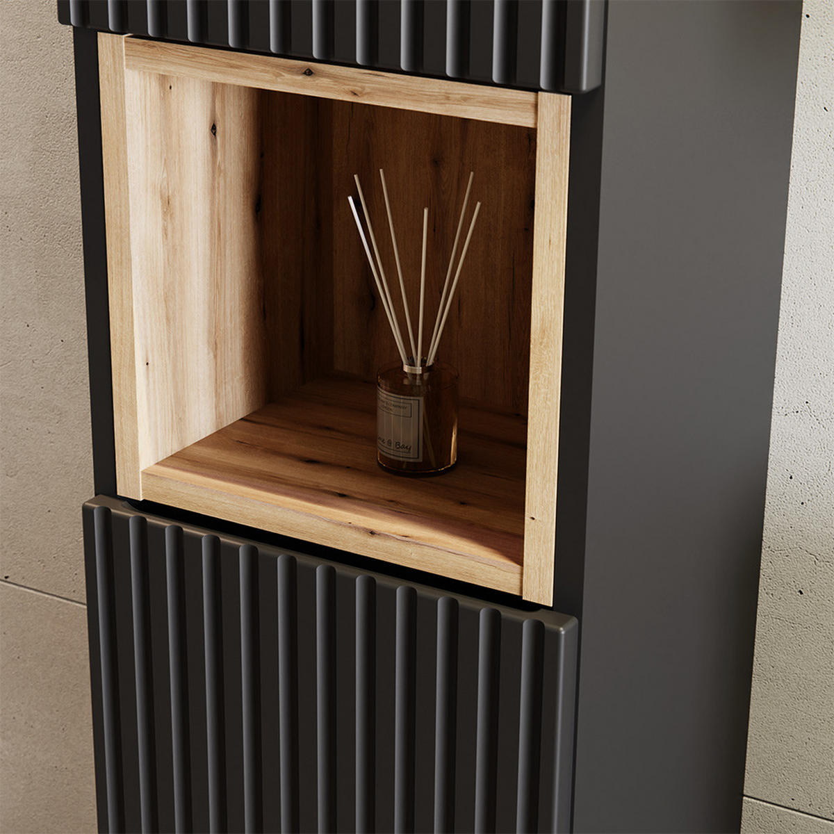 BADMÖBEL-SET 8-TLG. Newport-56 - Schwarz, Holzwerkstoff (180/200/40cm) - Lomado