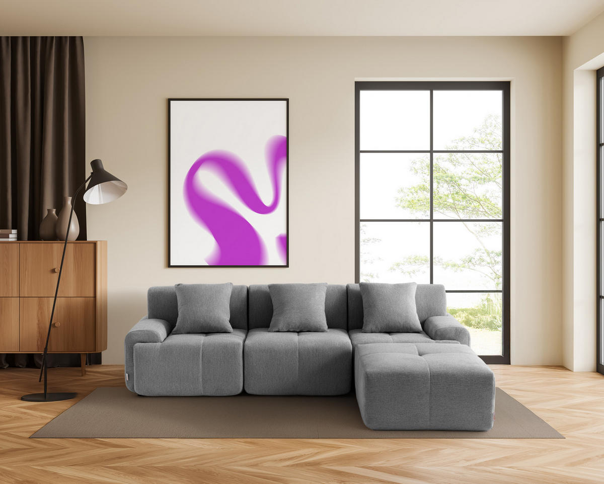 ECKSOFA Chenille Mineralgrau - Grau, Textil (260/190cm) - MILYsofa