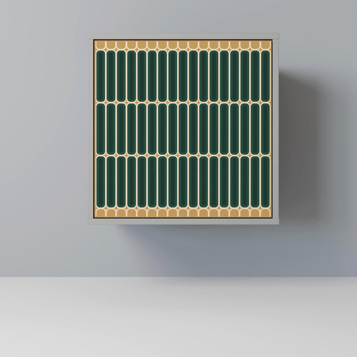 SIDEBOARD ILUSION GATE, Grau, 57,5x42x72,5 cm, Schwarze Metallfüße - Multicolor/Schwarz, Holzwerkstoff/Metall (57.5/72.5/42cm) - SpaceRebels