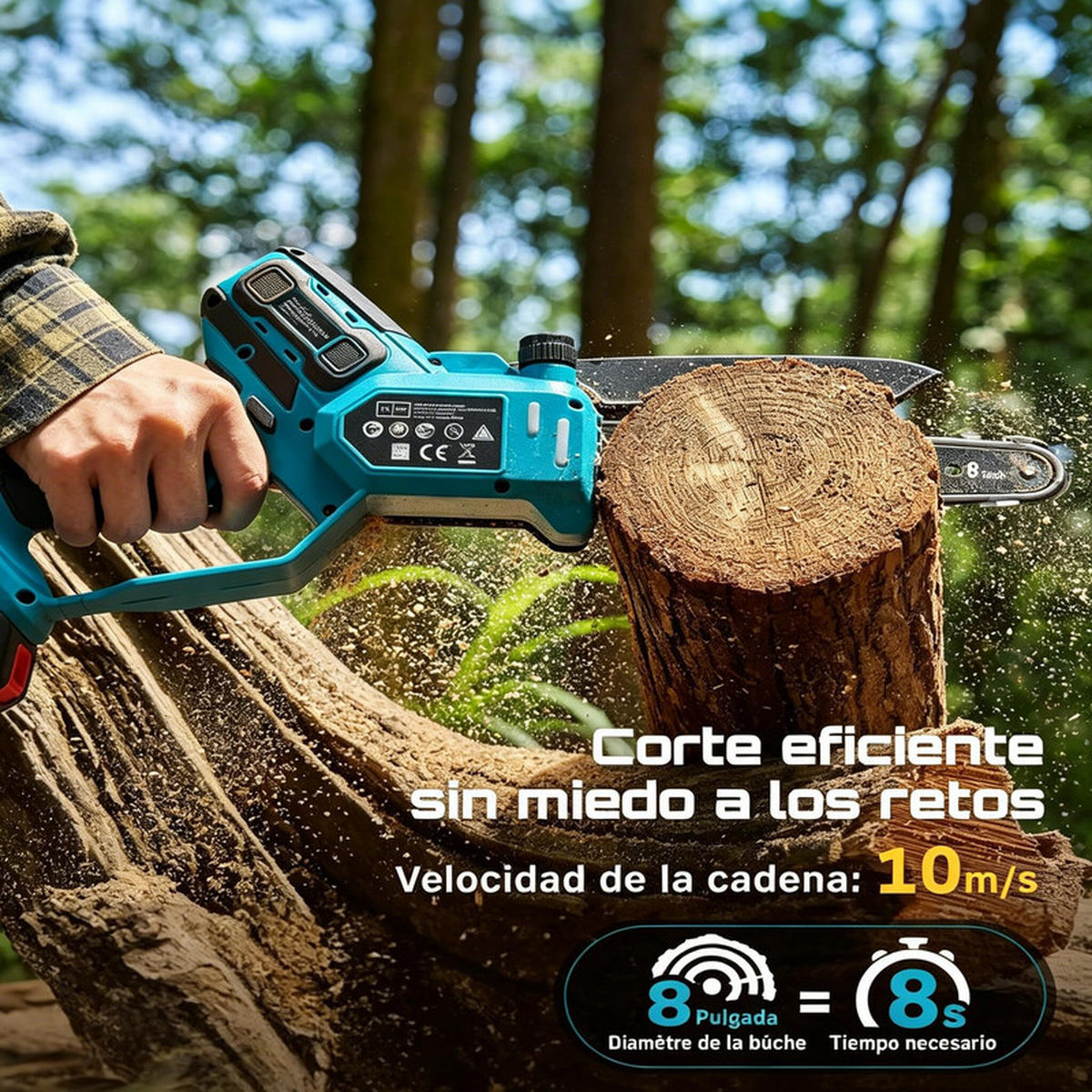 AKKU Kettensäge 6″ & 8″ – Bürstenlos, 1000 W, Holz & Garten, Makita 18 V kompatibel - Blau, Metall (15.5/5/5cm) - Coonoor