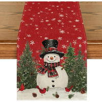 TISCHLÄUFER Schneemann Weihnachten 40 x 140 cm - Rot, Textil (140/40/1.5cm)