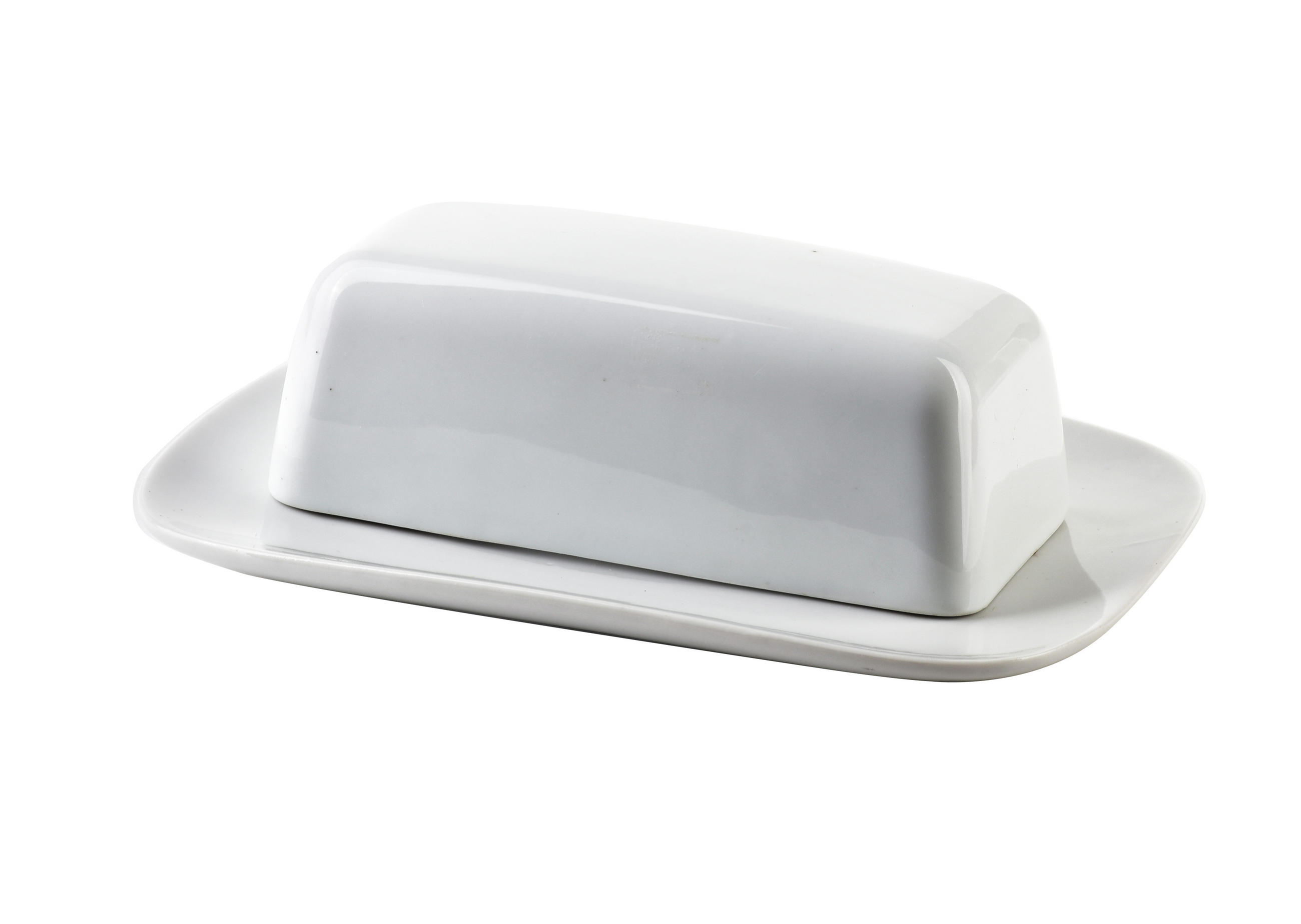 BUTTERDOSE Basic Weiß 20.5/14.5/7 cm Keramik - Weiß, Keramik (14.5/7/20.5cm) - Mondex
