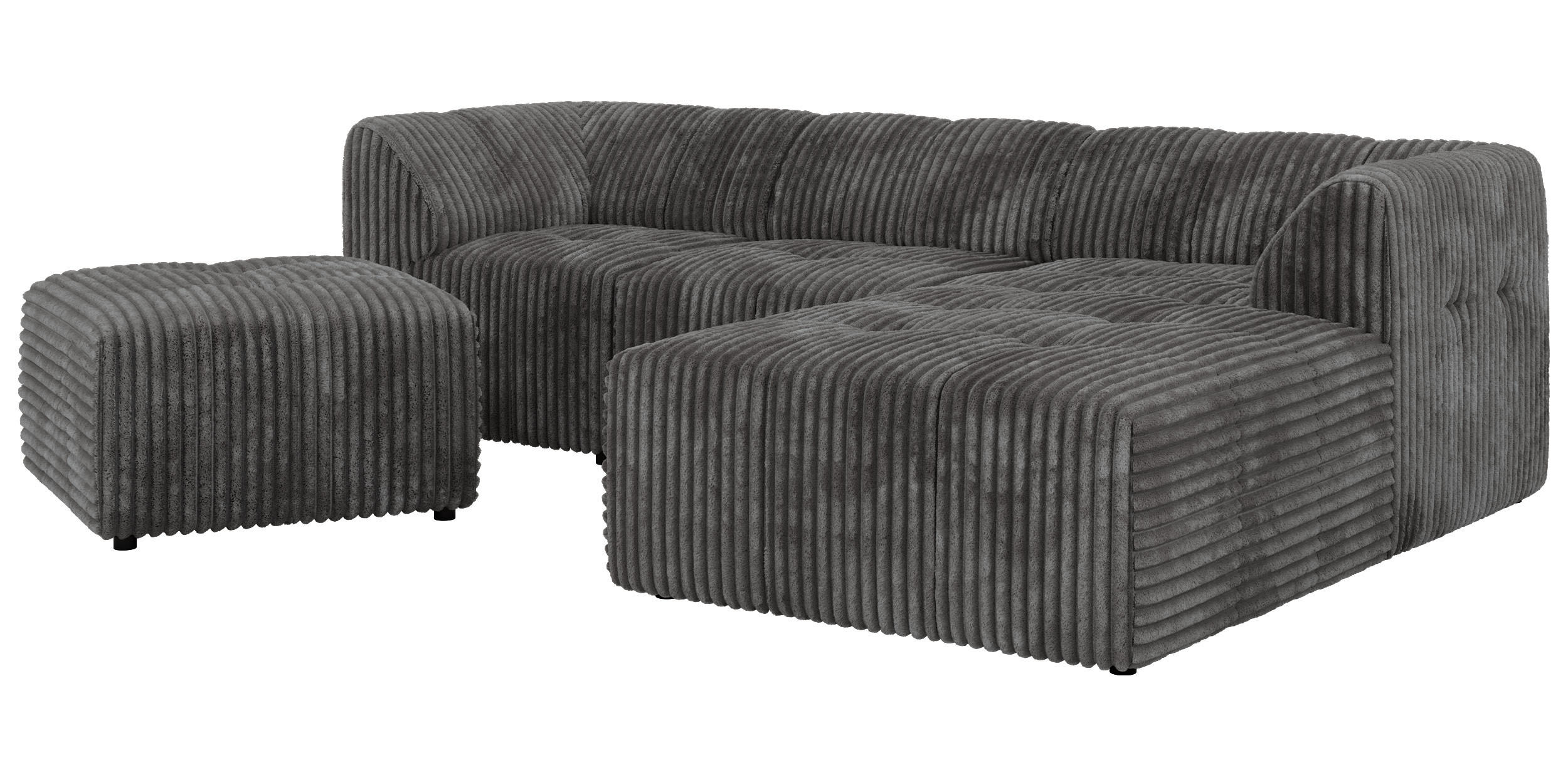ROHOVÁ SEDAČKA VORITA L 4M - Šedá Manšestr - Pravá - šedá/černá, textil/plast (176/267cm) - MKS