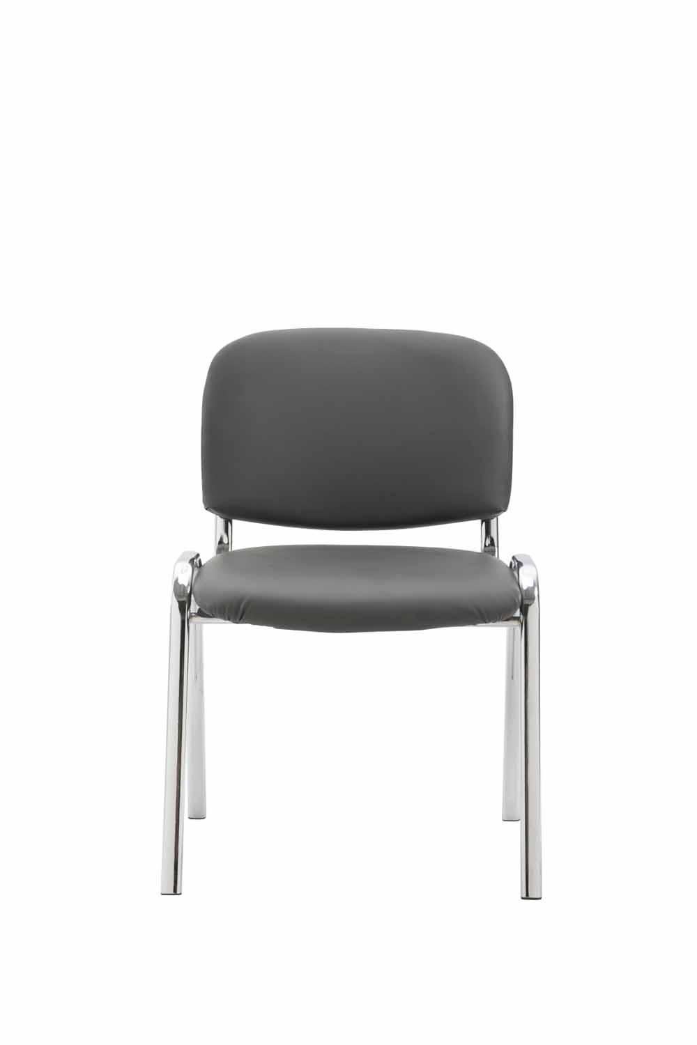 BESUCHERSTUHL Keen, Kunstleder mit Gestell in Chromoptik / Bezug Grau - Chromfarben/Grau, Textil/Metall (54/79/48cm) - TPFLiving